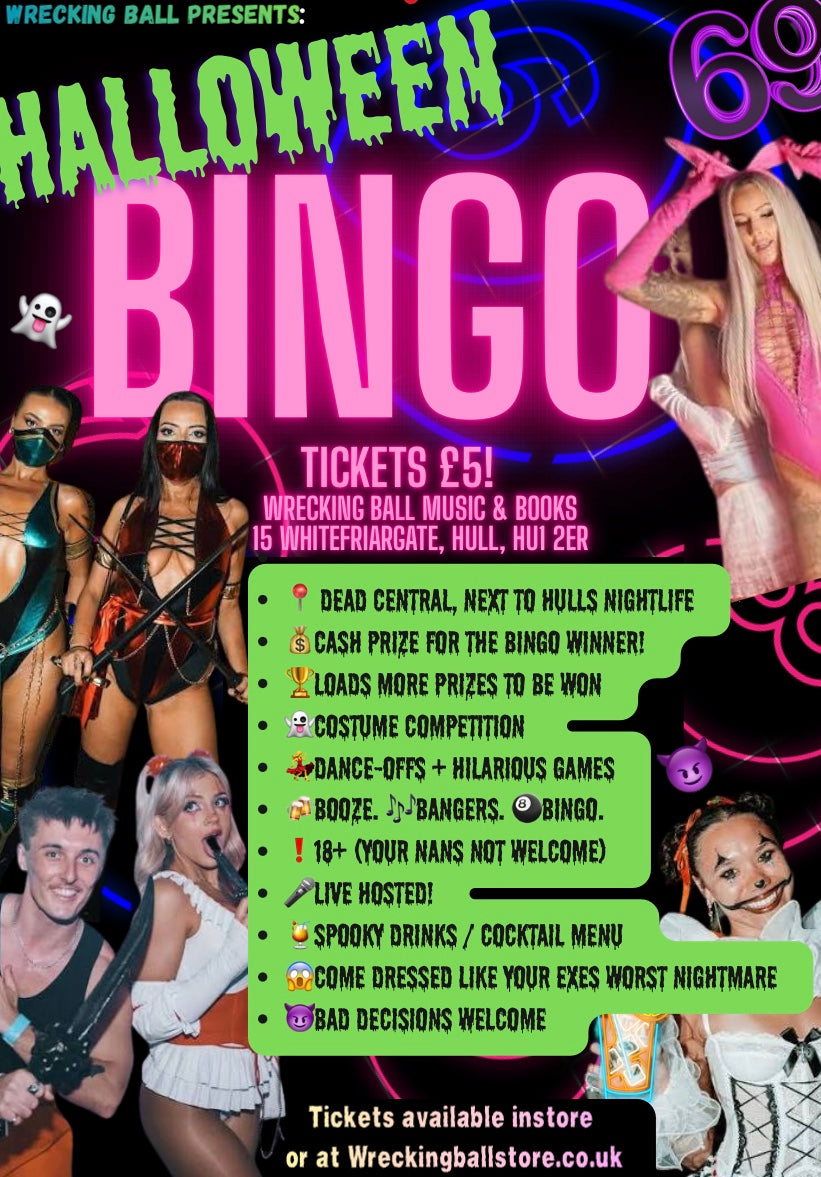 WRECKING BALL HALLOWEEN BINGO  Sat Oct 31st 2026  6pm-10pm  18+
