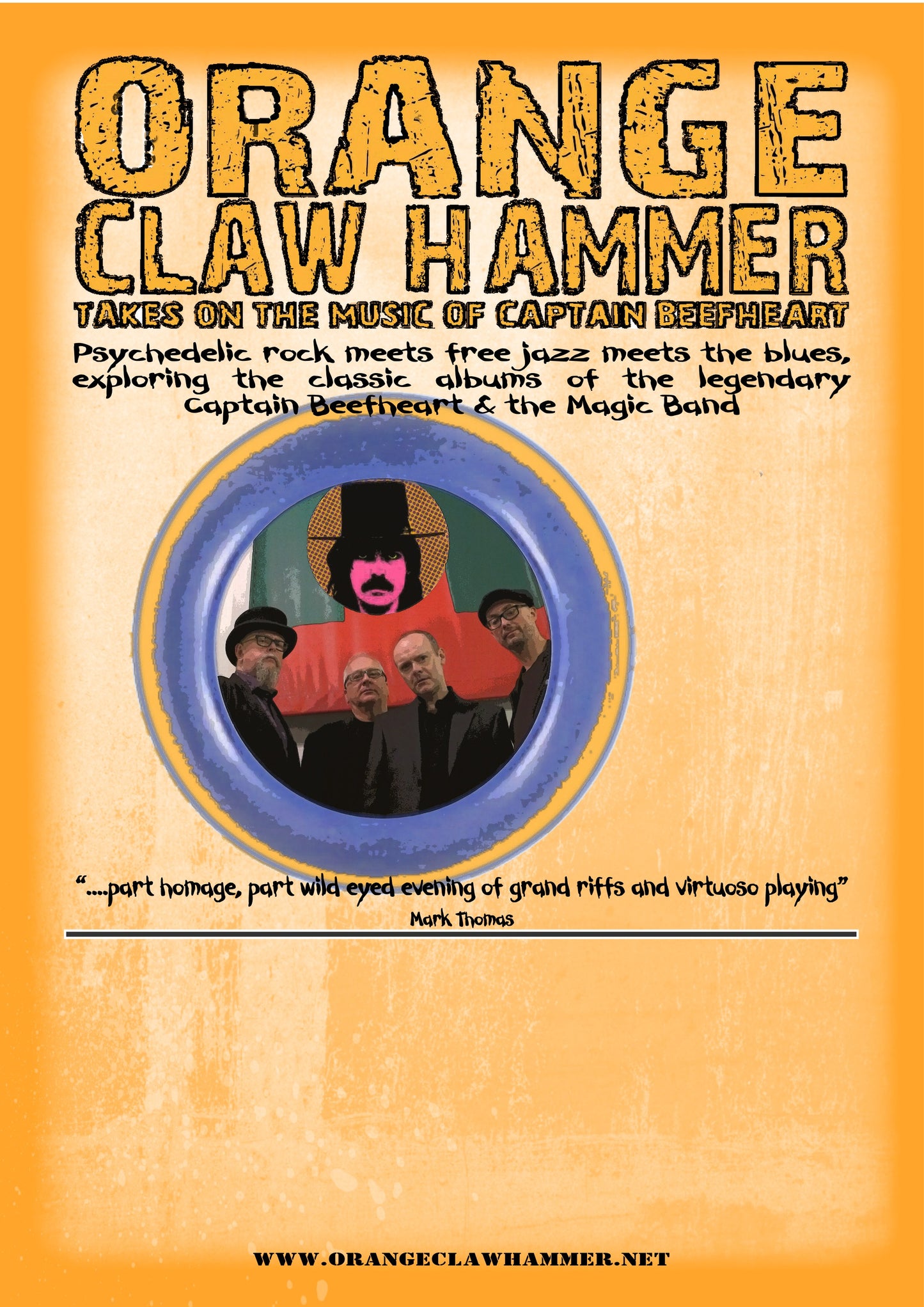 Orange Claw Hammer - Capt Beefheart Tribute   Friday Apr 16th 2027  8pm-10pm